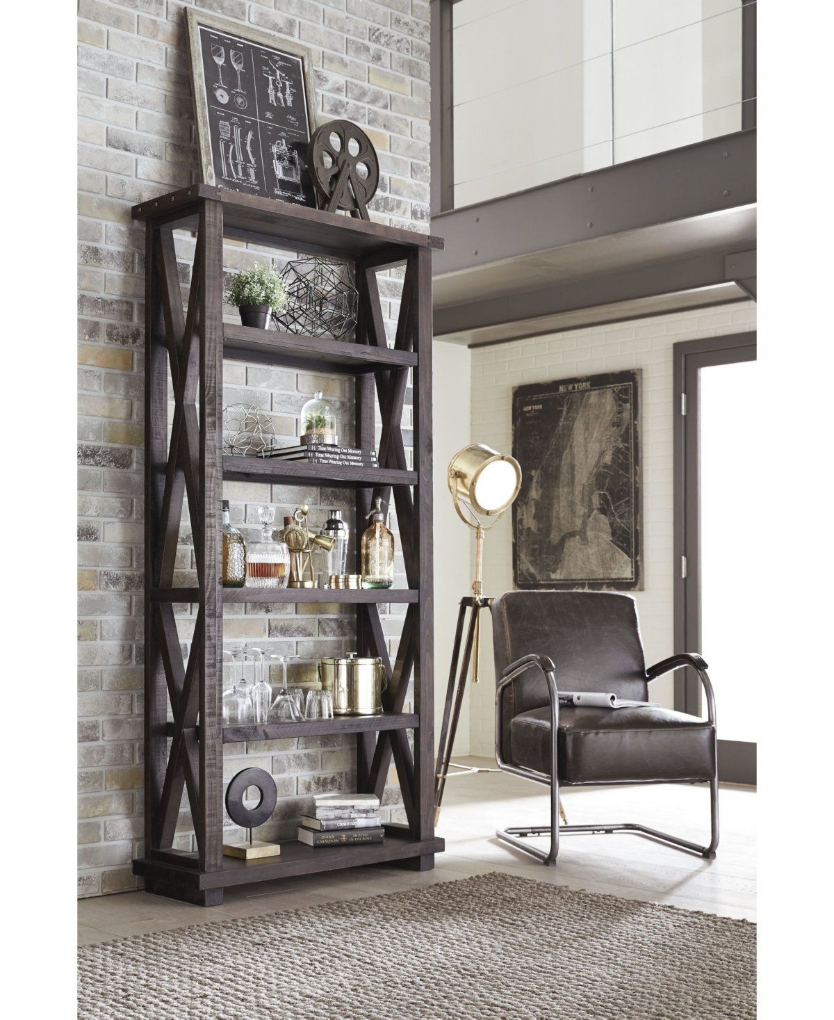 Shop Macy's Yosemite 82" Wood Bookshelf In Cafe