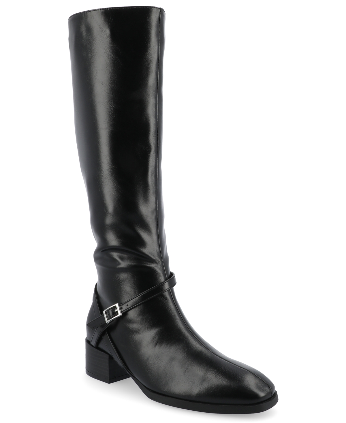 Shop Journee Collection Women's Rhianah Wide Width Regular Calf Block Heel Knee High Boots In Black