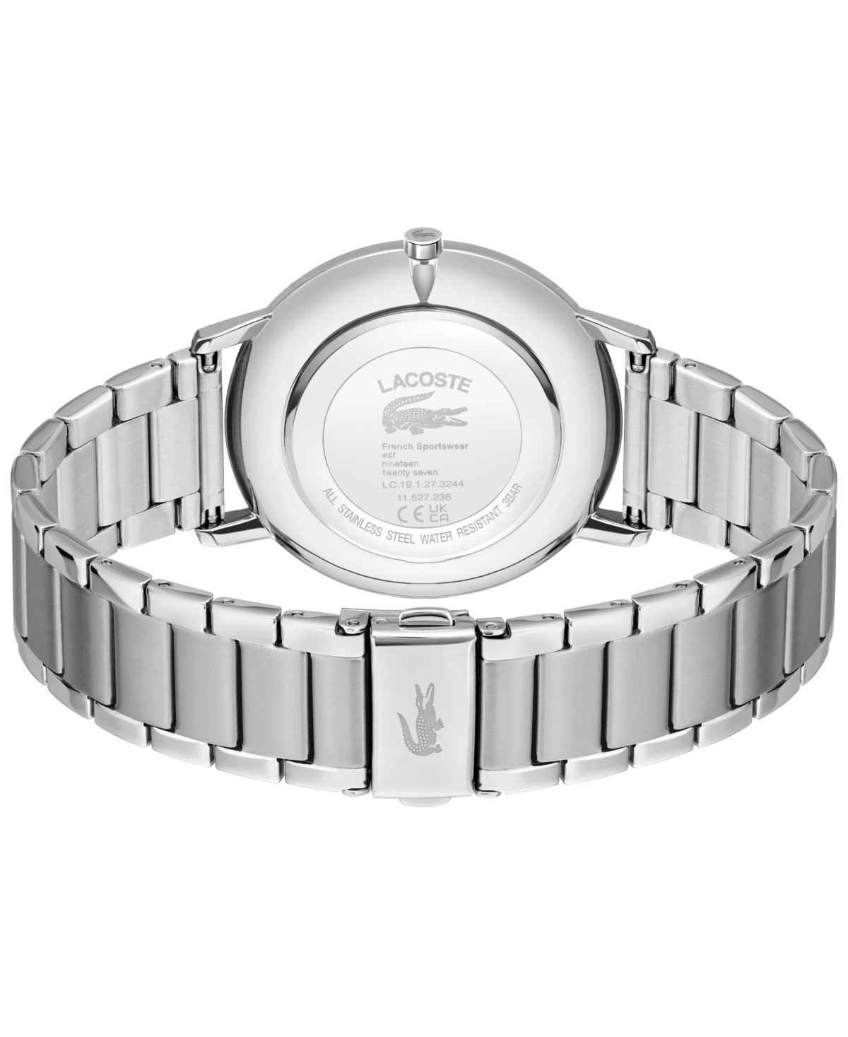 Shop Lacoste Men's Crocorigin Quartz Silver-tone Stainless Steel Bracelet Watch 40mm