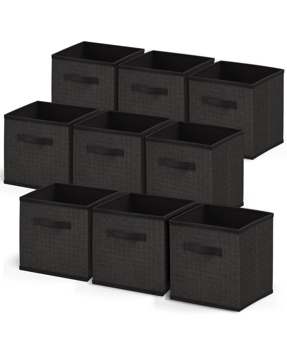 Foldable Fabric Cube Storage Bins with Handles - 9 Pack - Black