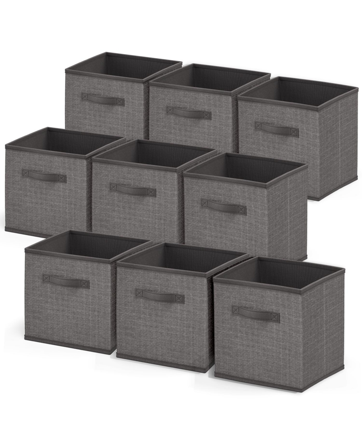 Foldable Fabric Cube Storage Bins with Handles - 9 Pack - Grey