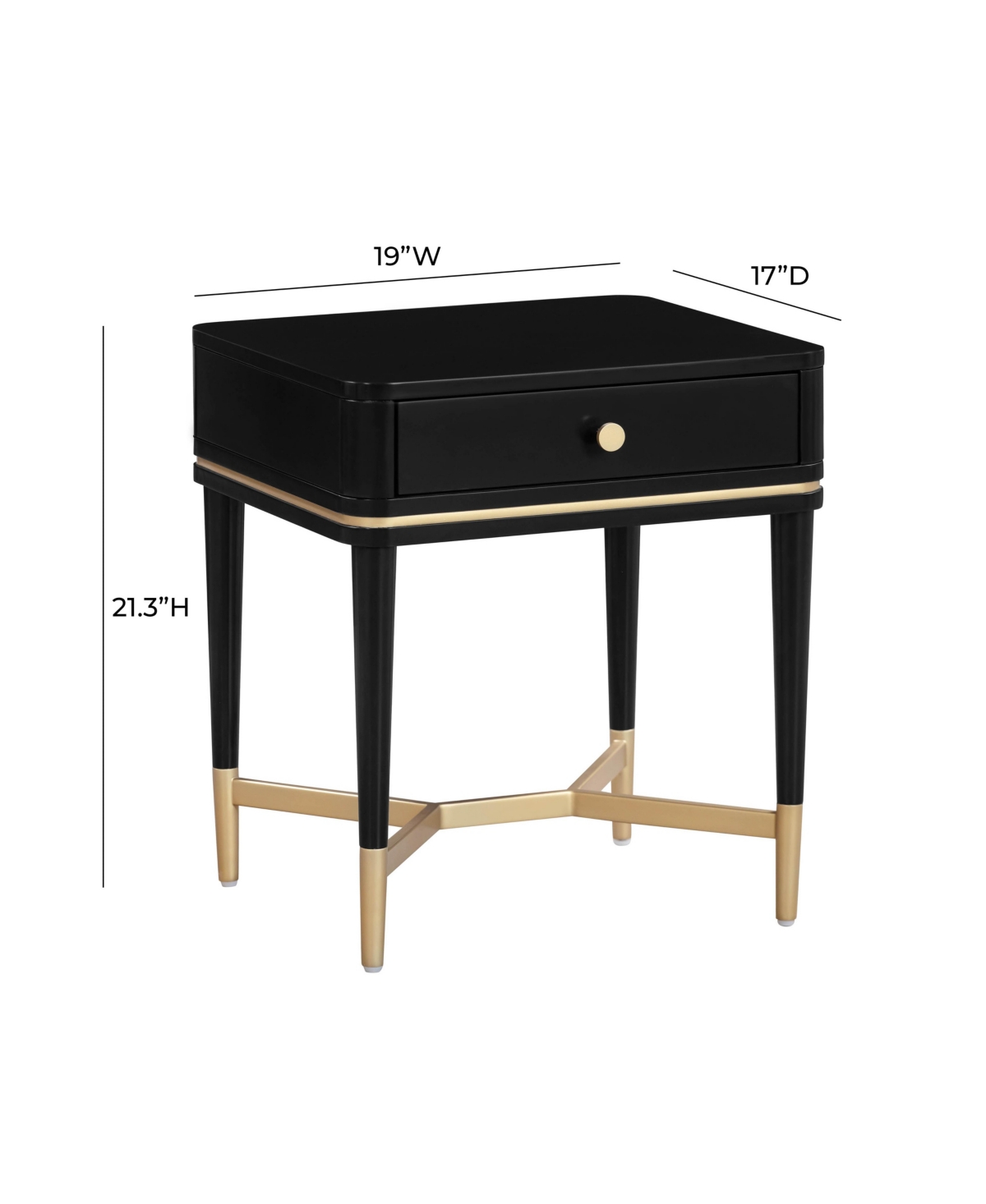 Tov Furniture 1 Piece Wood 1 Drawer Nightstand In Gray