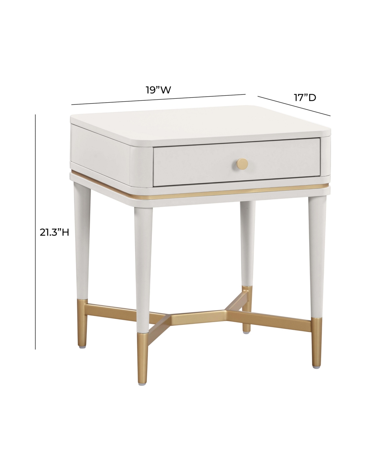 Tov Furniture 1 Piece Wood 1 Drawer Nightstand In Gray