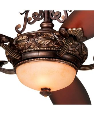 56" Casa Esperanza Indoor Ceiling Fan 5 Blade LED Light Remote Control Bronze Gold Motor Teak Finish Blades Bedroom