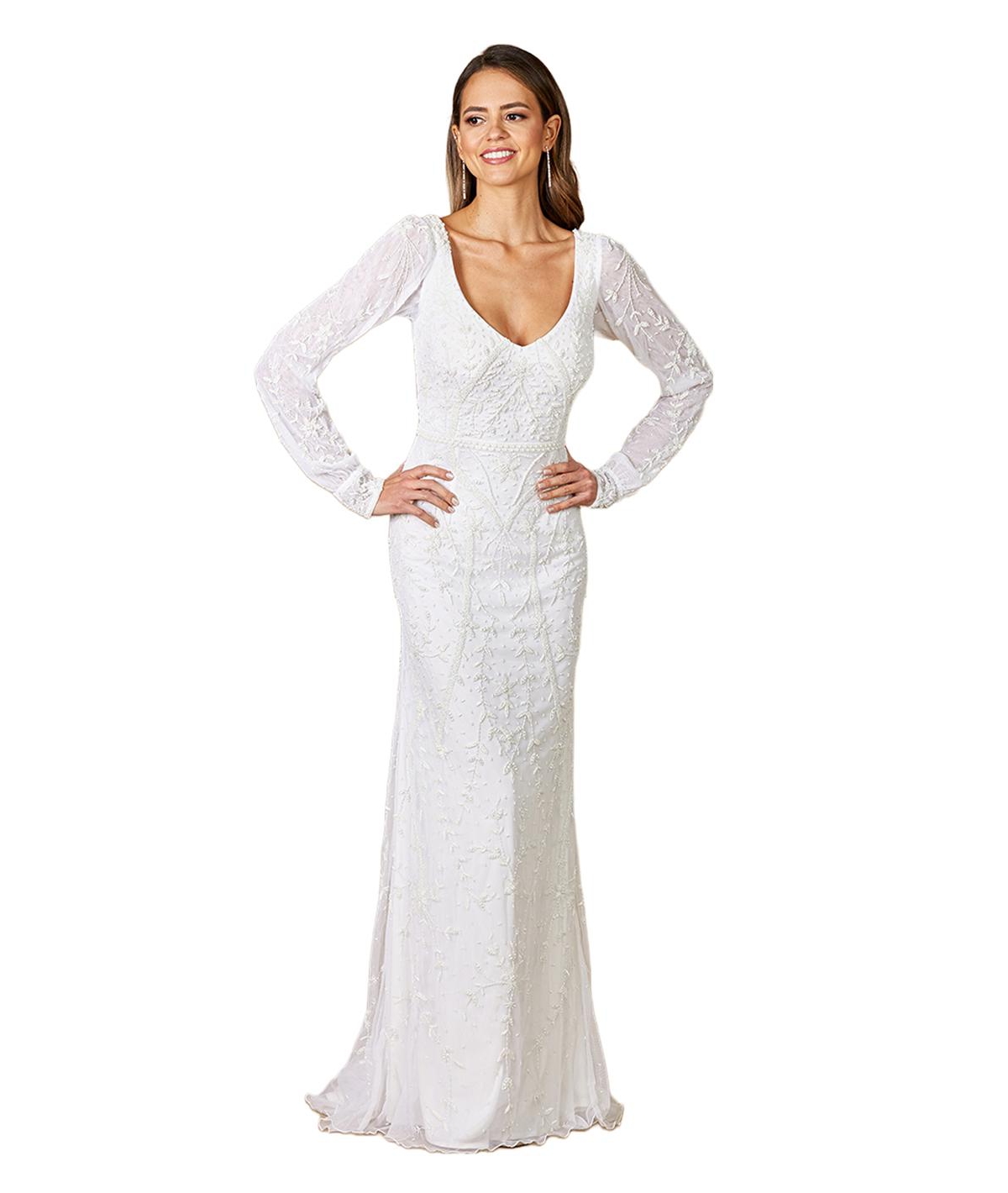 Women's Gigi Romantic Long Sleeve Wedding Dress - Ivory