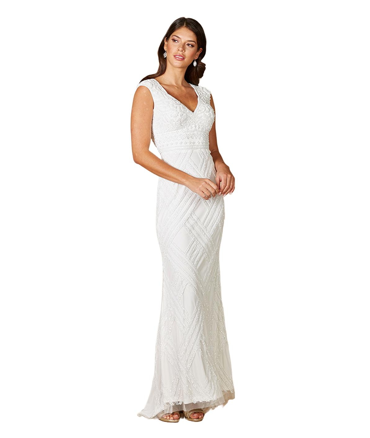 Women's Fabiana Cap Sleeve Beaded Wedding Gown - Ivory