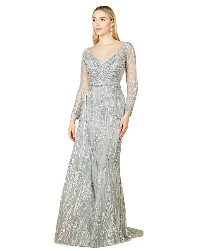 Asymmetrical Overlay Gown with Sleeves main image 1
