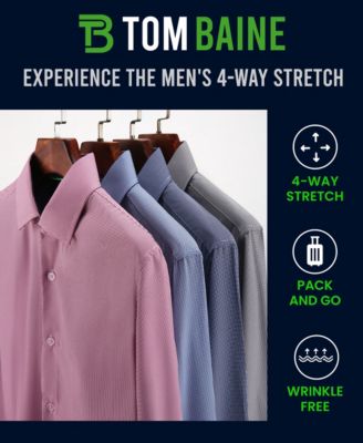 Men's Performance Stretch Mini Plaid Button Down Dress Shirt