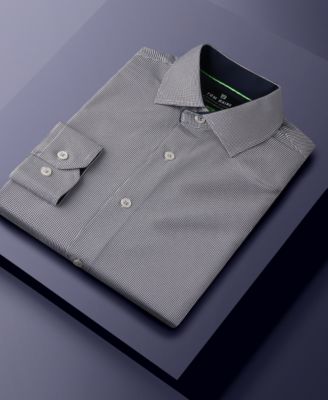 Men's Performance Stretch Mini Plaid Button Down Dress Shirt