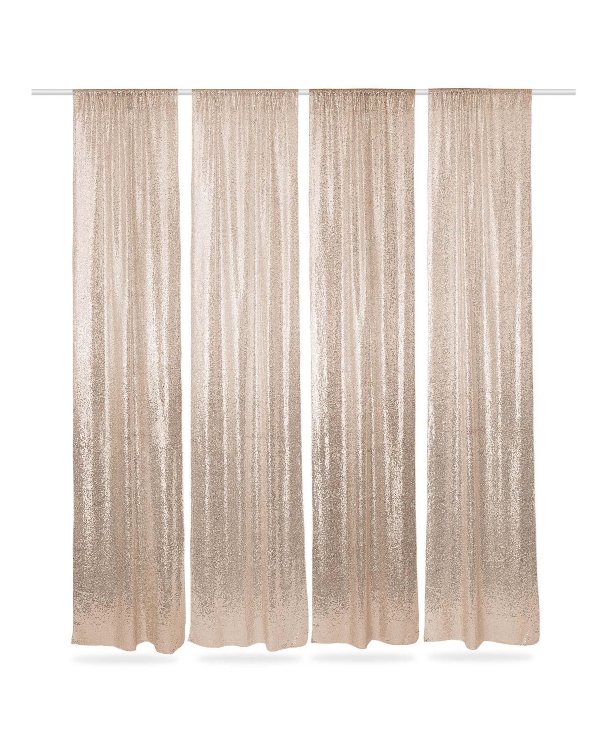 (Set of 4) Sequin Backdrop Curtains, 2ft x 8ft Gold Glitter Backgrounds - Rose gold