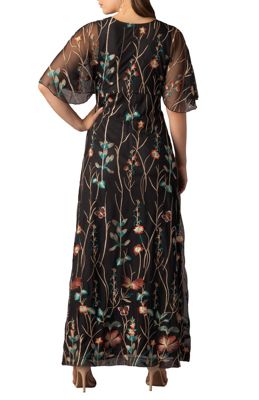 Women's Embroidered Elegance Evening Gown with Sleeves