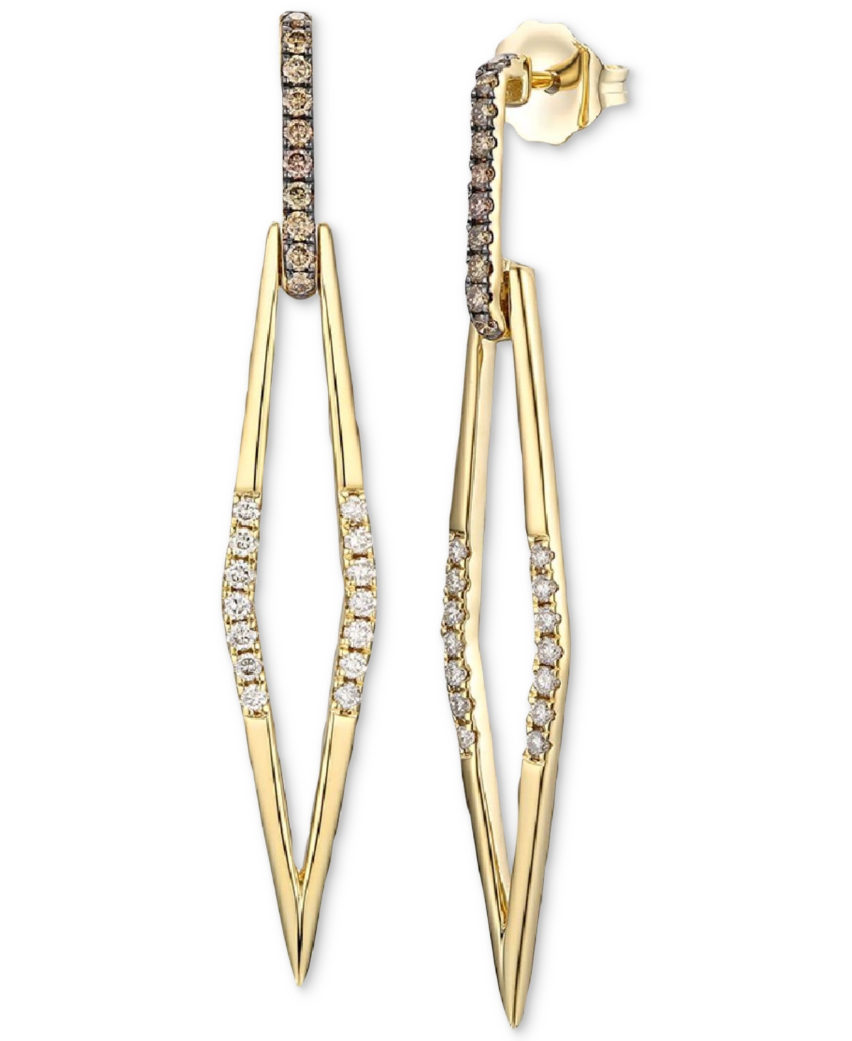 Le Vian Nude Diamond & Chocolate Diamond Spear Drop Earrings (1/3 Ct. T.w.) In 14k Gold In K Honey Gold Earrings