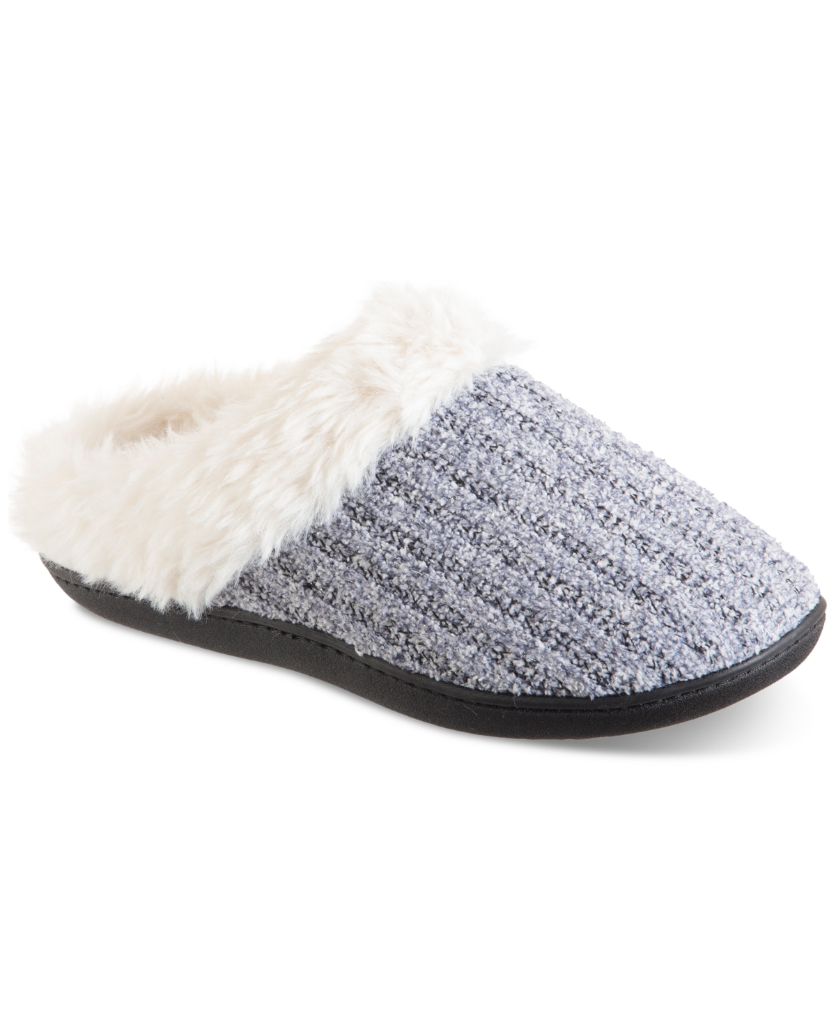 Isotoner Signature Women's Erin Knit Chenille Hoodback Slippers In Navy Blue