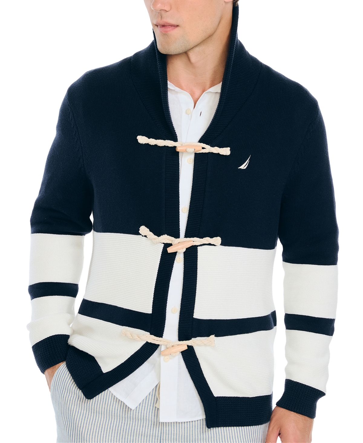 Shop Nautica Men's Heritage Shawl-collar Toggle-closure Cardigan Sweater In Navy Seas