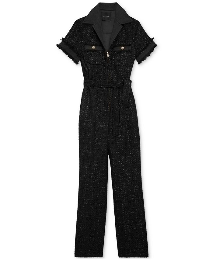 GUESS Women's Clarissa ShortSleeve Tweed Jumpsuit Macy's
