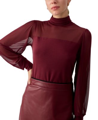 Sanctuary - Women's Mesh Turtleneck Blouse
