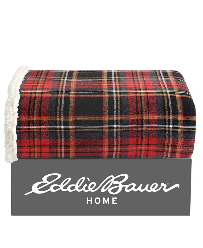 Eddie Bauer Mountain Tartan Cotton Yarn Dye Flannel Reversible Throw