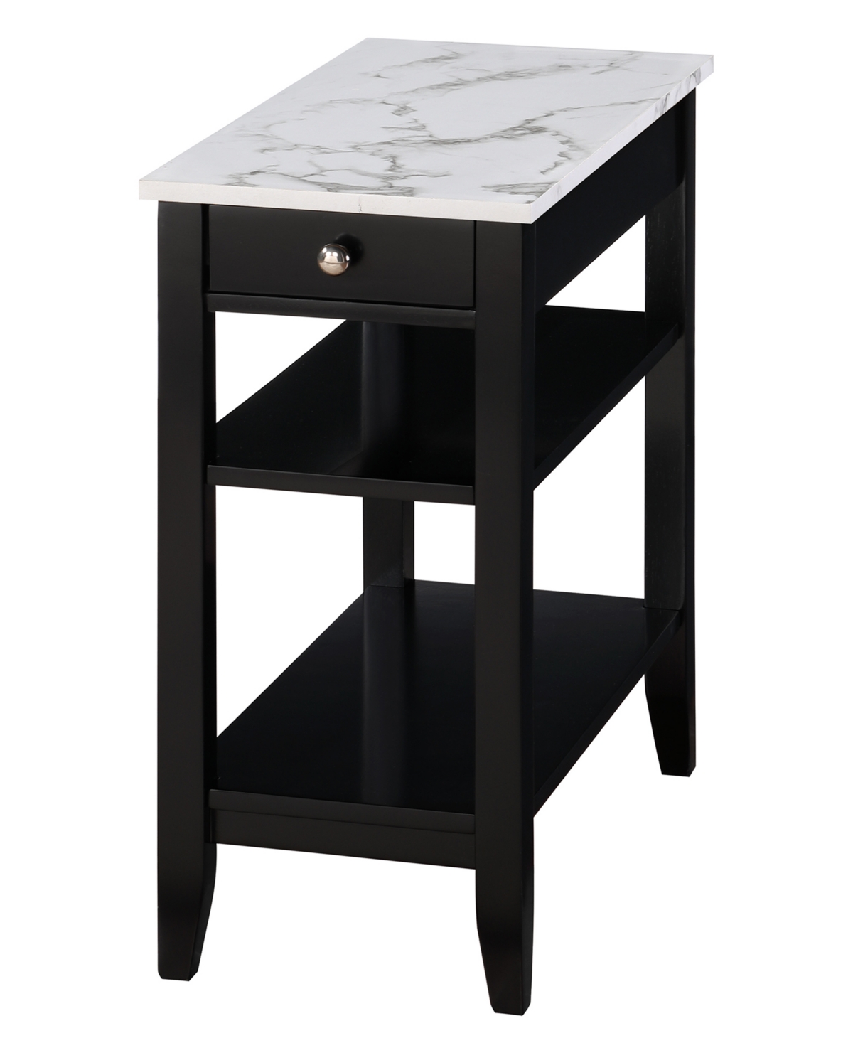 Convenience Concepts 23.5" Mdf Ah 1 Drawer Chairside End Table In White Faux Marble,black