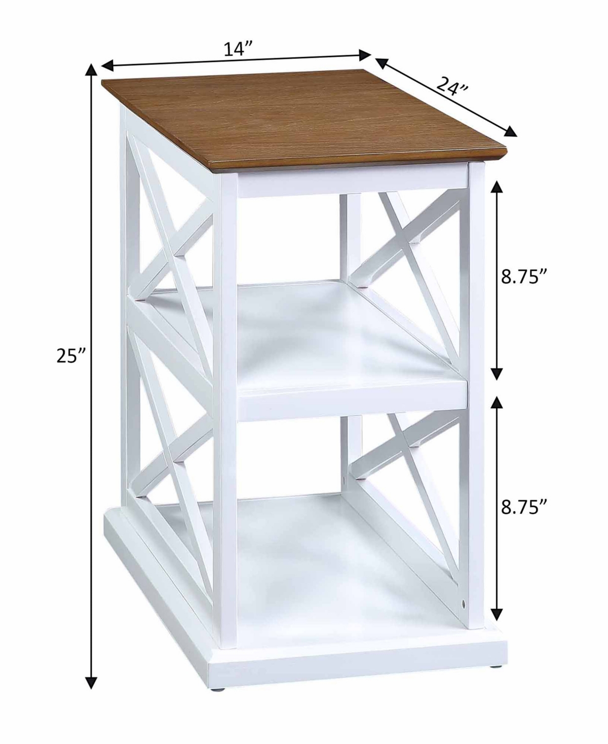 Convenience Concepts 14" Rubber Wood Coventry Chairside End Table In Driftwood,white