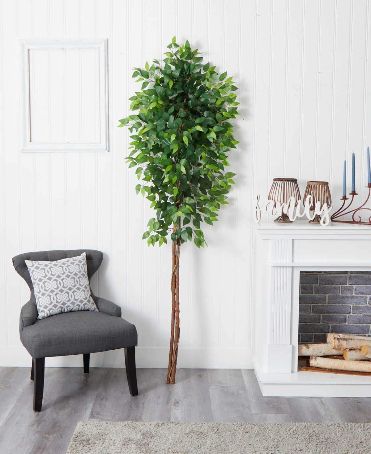 Nearly Natural 72" Artificial Double Trunk Ficus Tree No Pot In Green