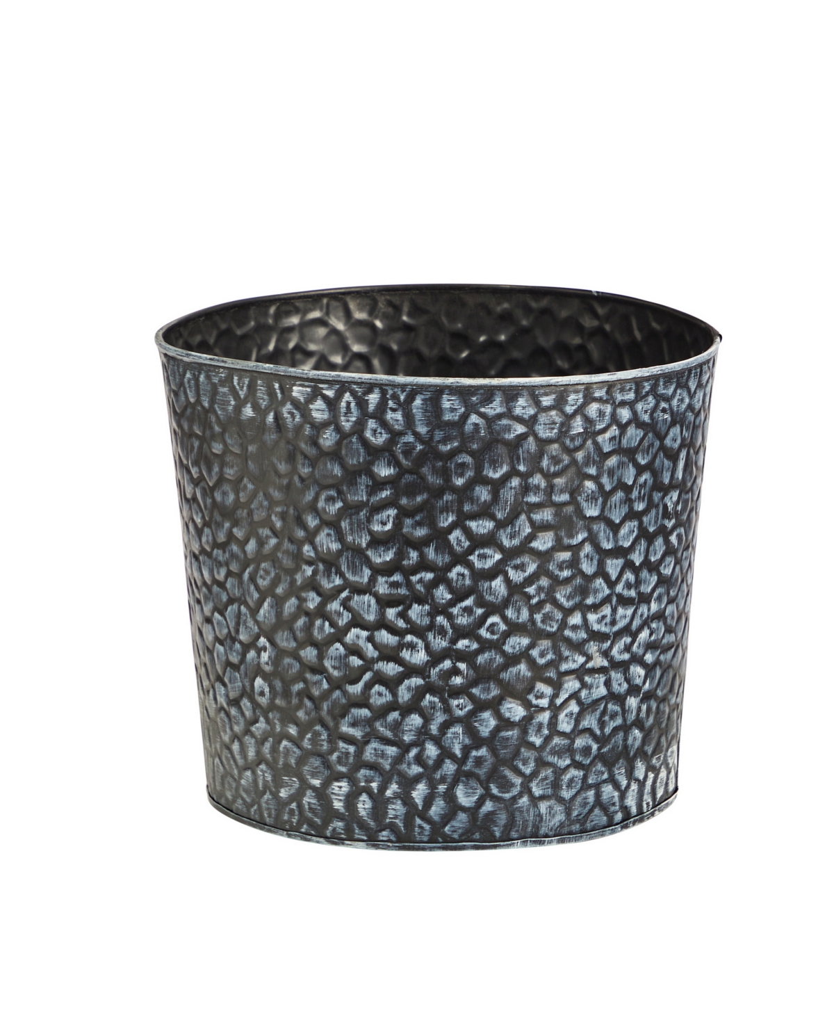 Nearly Natural 11.5" Embossed Tin Bucket With Pebble Pattern In Gray