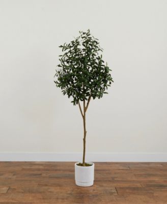 72" Artificial Olive Tree with Decorative Planter