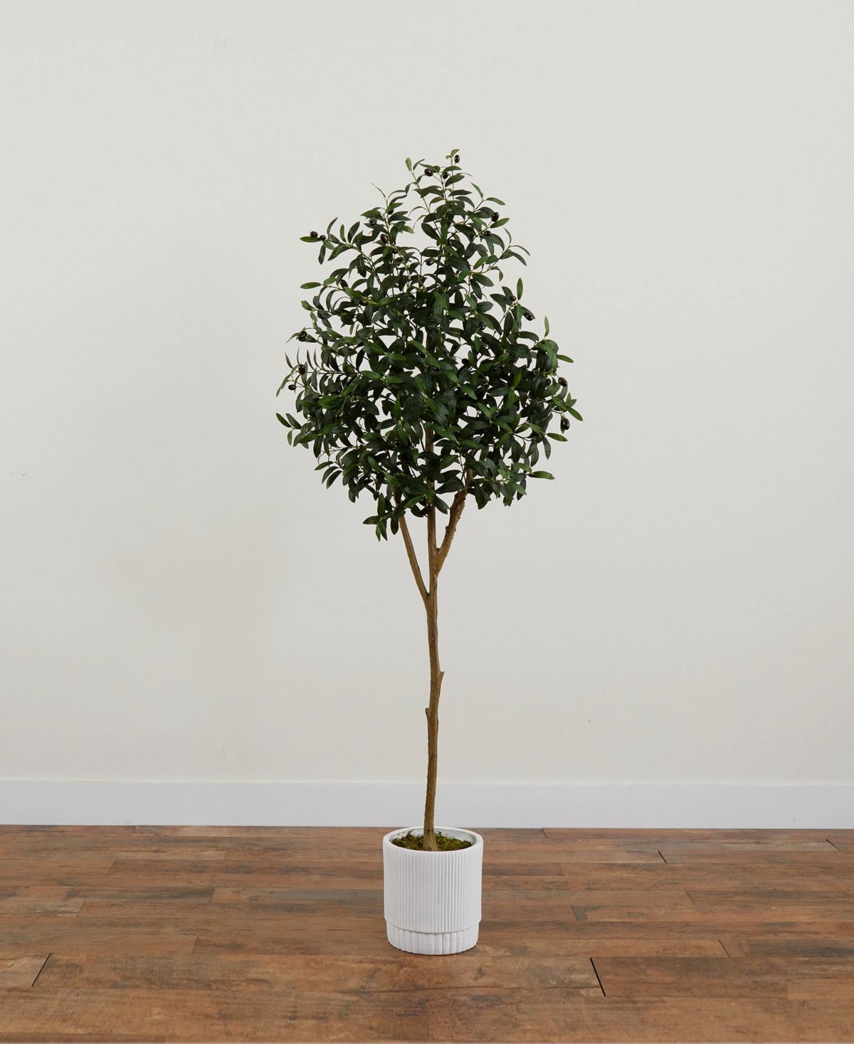 Nearly Natural 72" Artificial Olive Tree With Decorative Planter In Green