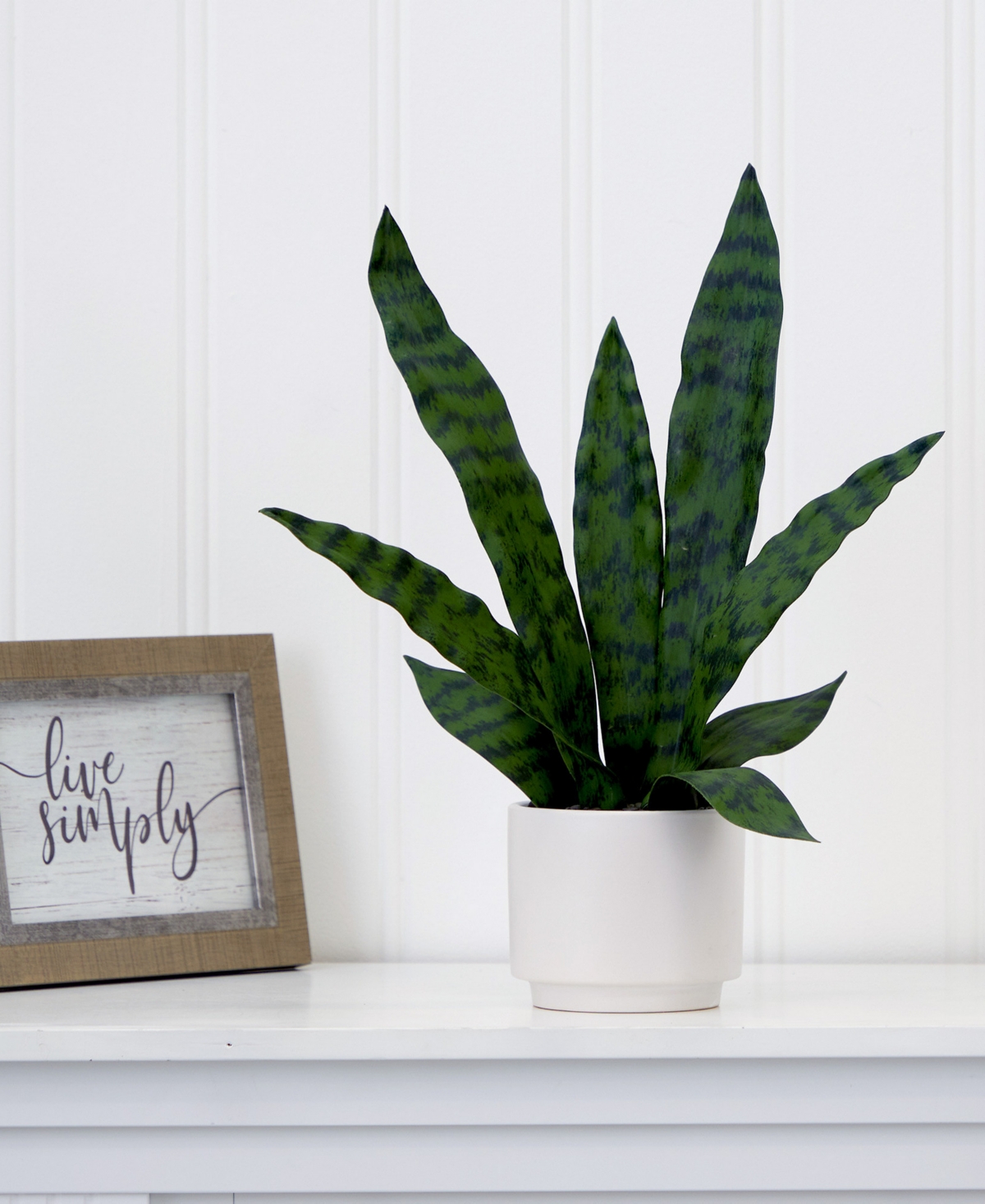 NEARLY NATURAL 16" ARTIFICIAL SANSEVIERIA SNAKE PLANT WITH DECORATIVE PLANTER 