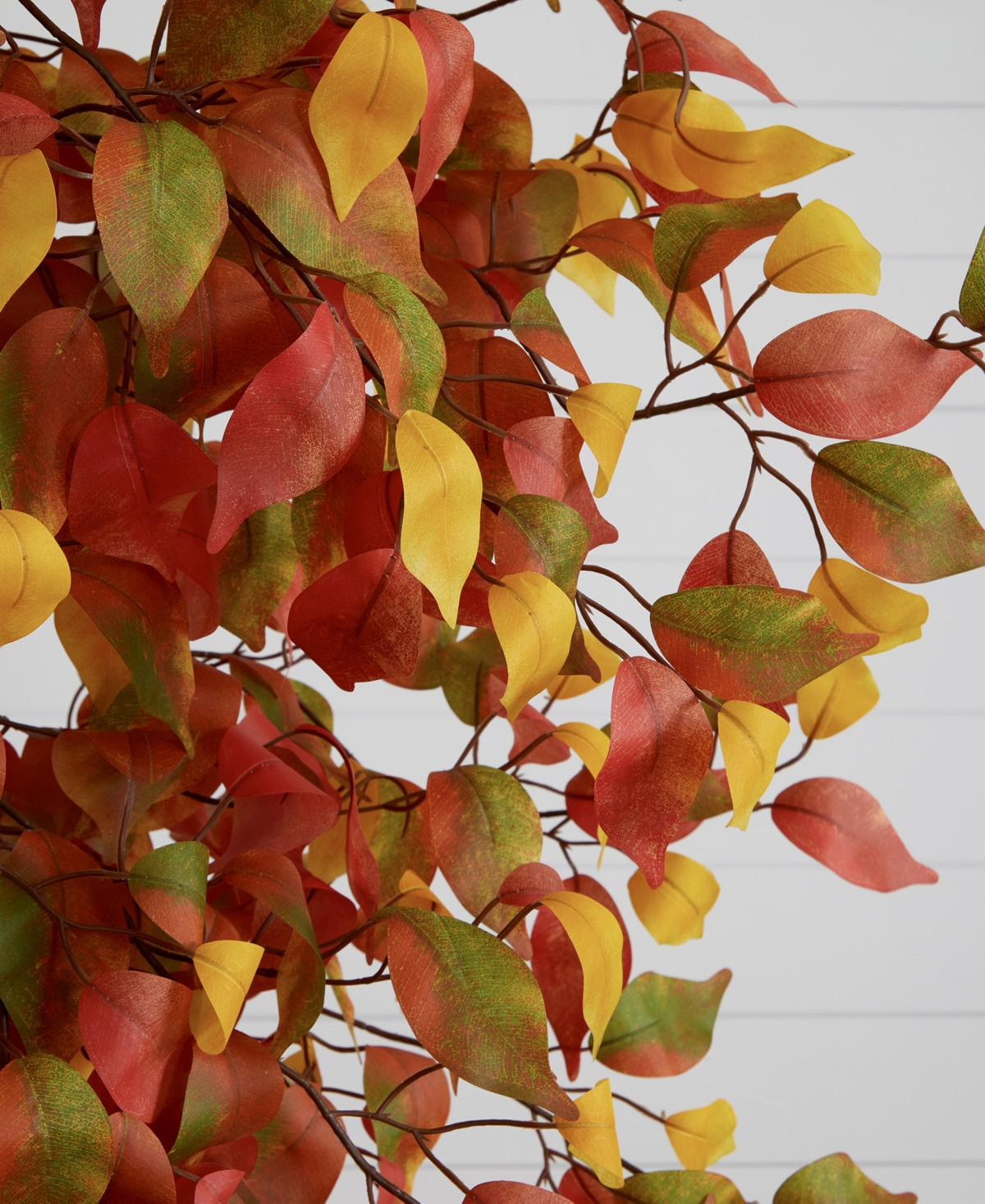 Shop Nearly Natural 84" Autumn Ficus Artificial Fall Tree In Orange