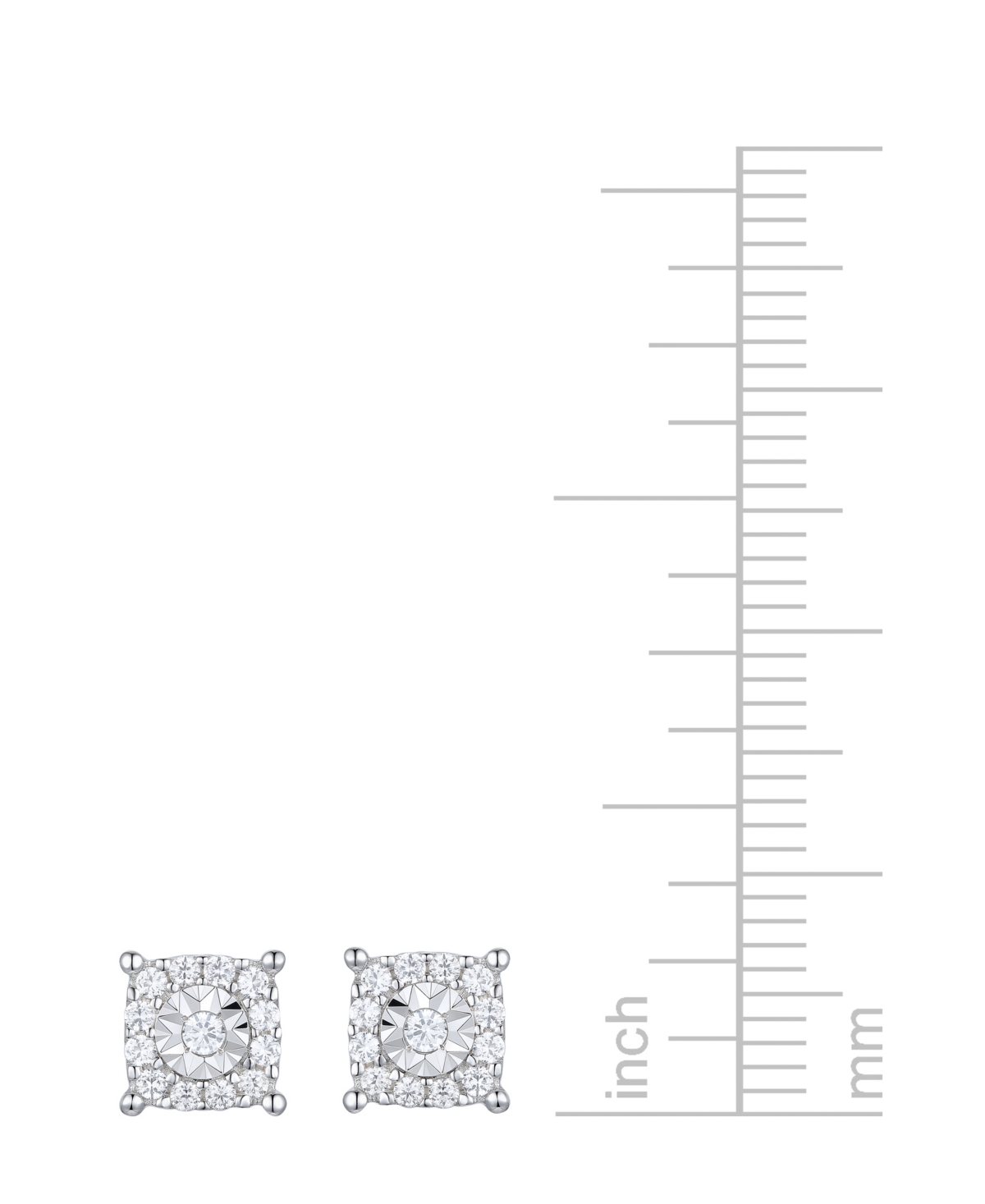 Macy's Diamond Square Halo Stud Earrings (1/4 Ct. T.w.) In Sterling Silver In Sterling Silver