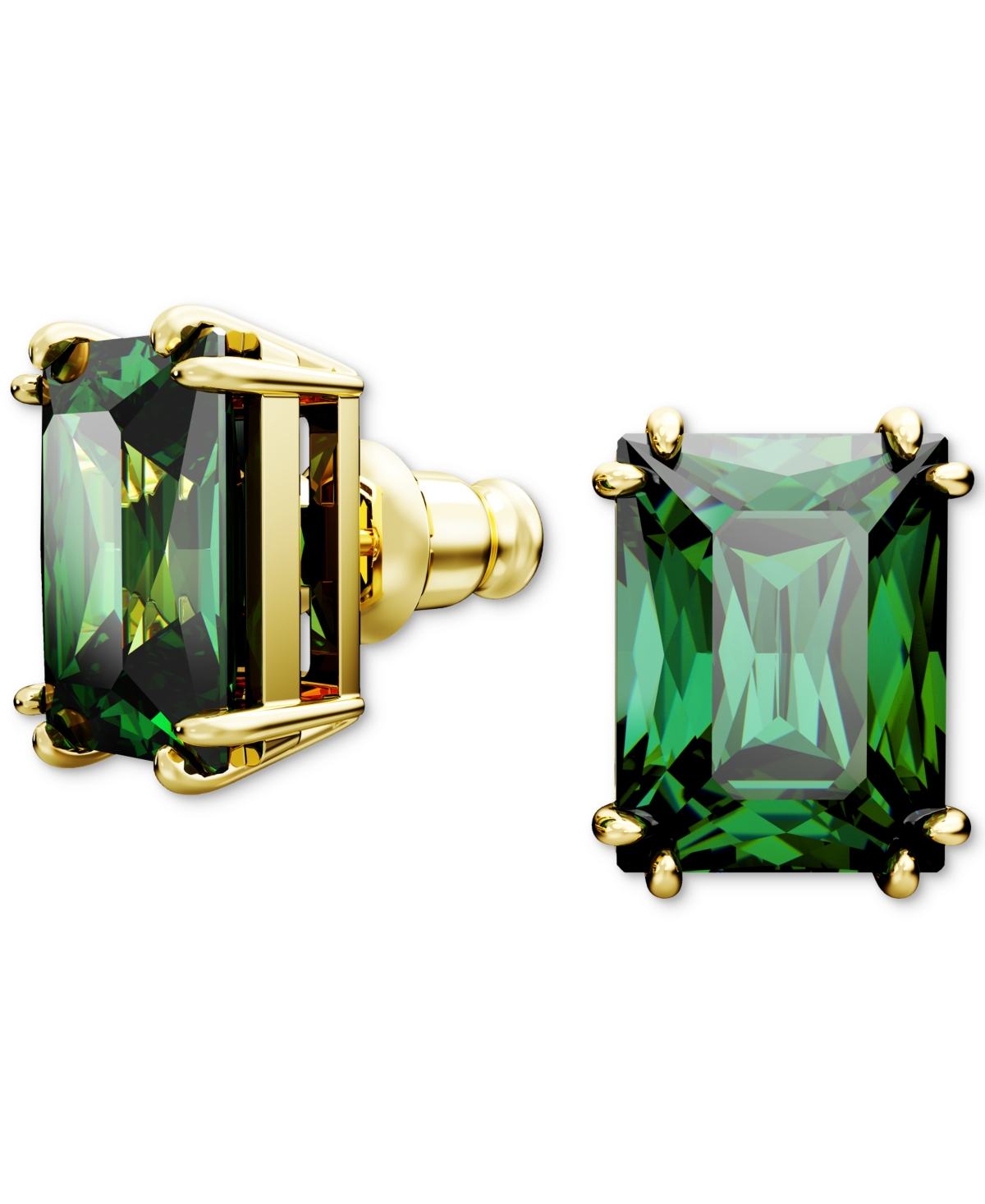 Swarovski Gold-Tone Color Rectangle Crystal Stud Earrings