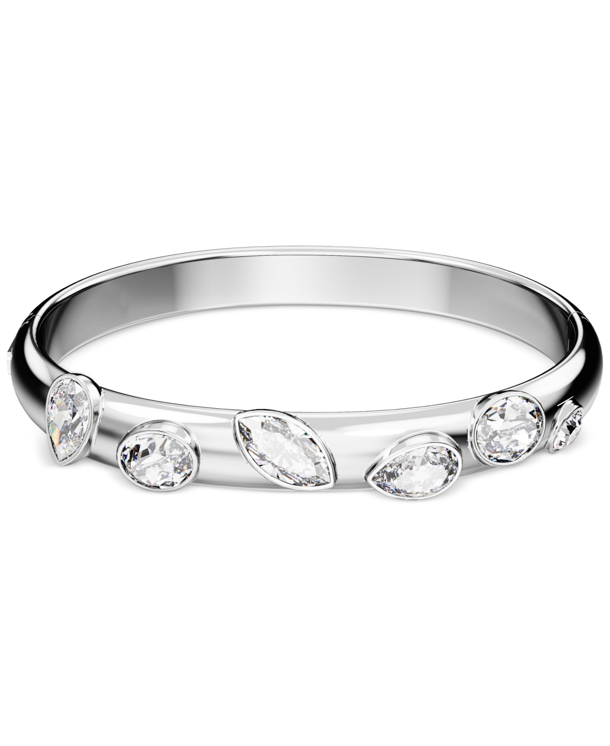 Shop Swarovski Rhodium-plated Mixed Crystal Bangle Bracelet In Silver