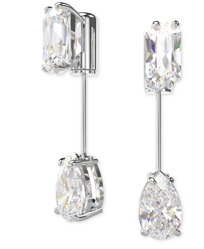 Swarovski RhodiumPlated Mixed Crystal & Bar Drop Earrings Macy's