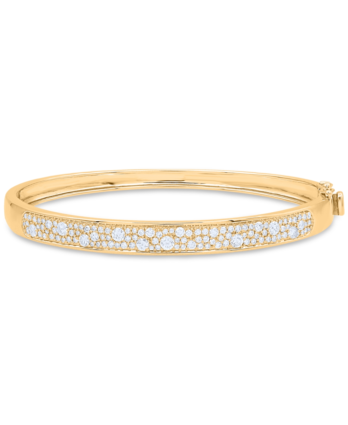 Macy's Diamond Cluster Oval Bangle Bracelet (1-1/2 Ct. T.w.) In 14k Gold In K Yellow Gold