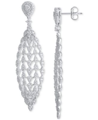 Macy's - Diamond Openwork Mesh Drop Earrings (2 ct. t.w.) in 14k White Gold