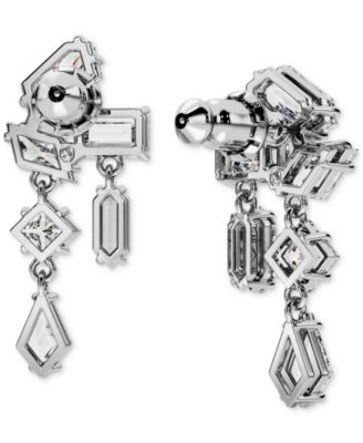 Silver-Tone Mesmera Crystal Cluster Drop Earrings