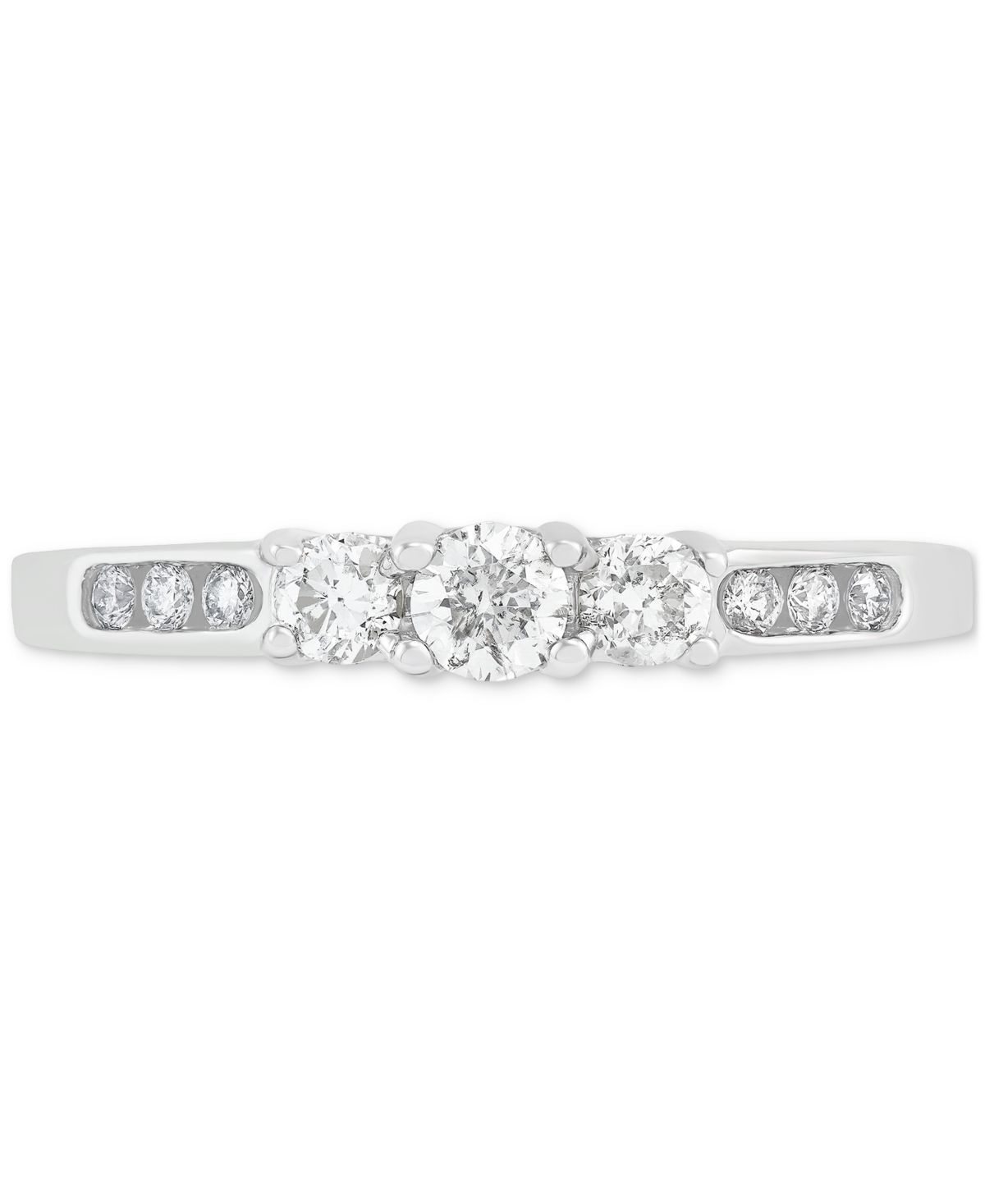 Diamond Three Stone Channel-Set Engagement Ring (1/2 ct. t.w.) in 14k- White Gold