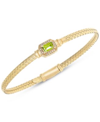 Garnet & White Topaz (1/5 ct. t.w.) Woven Bangle Bracelet in 14k Gold-Plated Sterling Silver (Also in Citrine, Swiss Blue Topaz, Morganite, Amethyst, Peridot & Onyx)