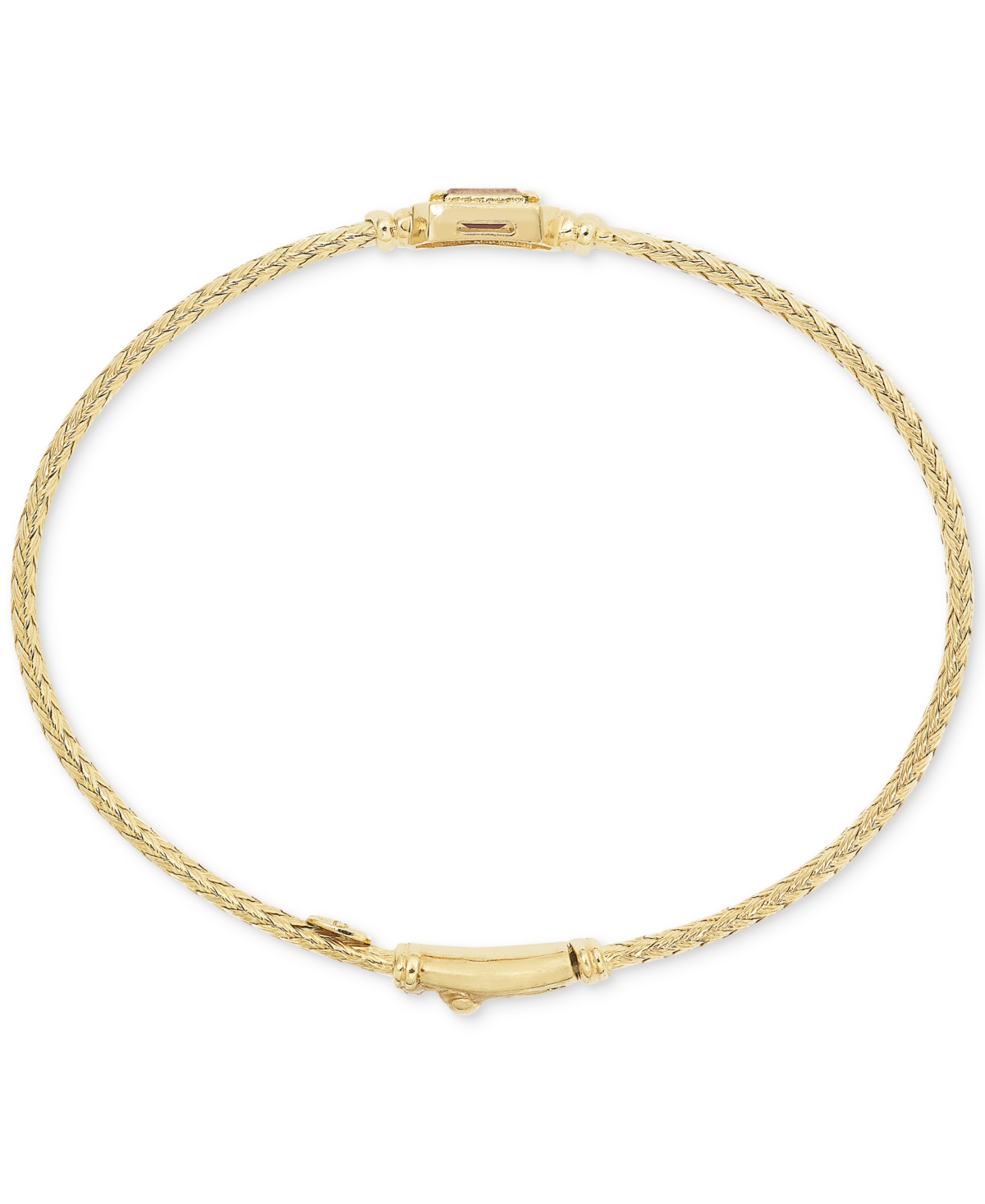 Shop Macy's Morganite (1/2 Ct. T.w.) & White Topaz (1/5 Ct. T.w.) Weave Link Bangle Bracelet In 14k Gold-plated 
