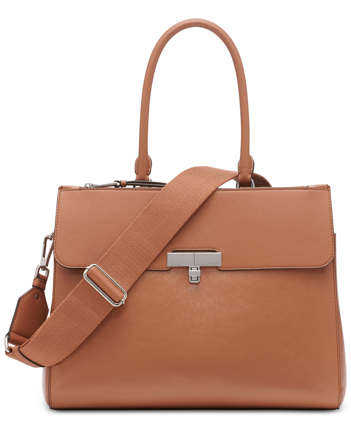 Becky Turnlock Triple Compartment Convertible Tote - Caramel