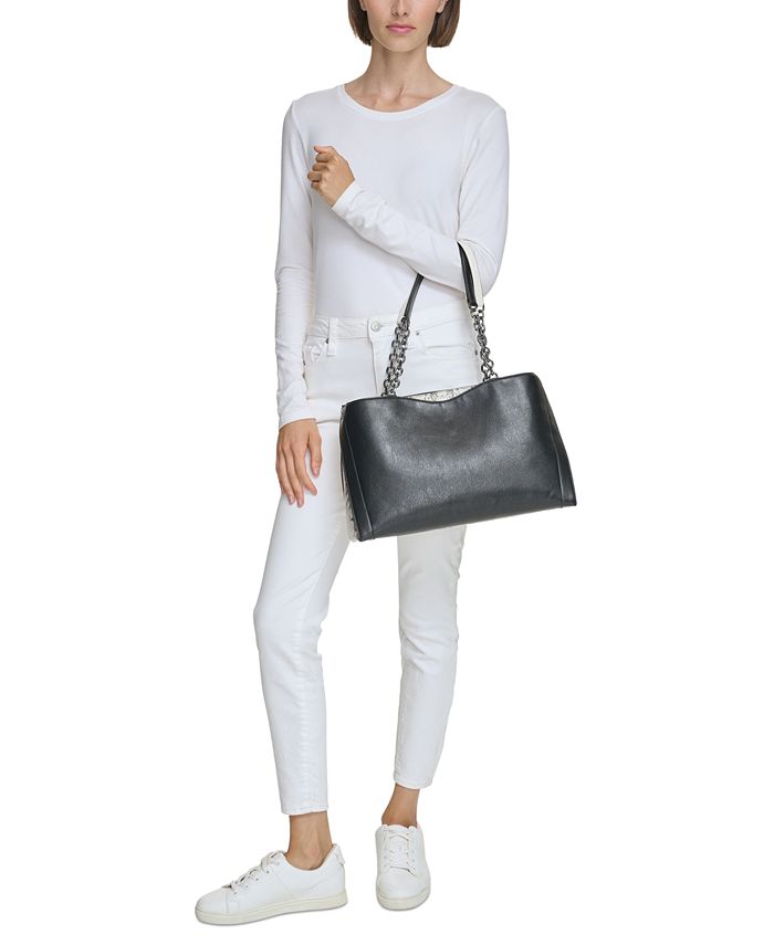 Calvin Klein Nova Colorblocked Triple Compartment Tote Bag with Chain
