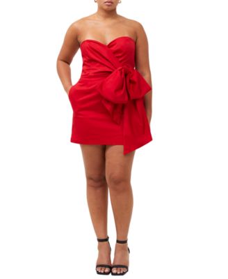 French Connection - Women's Strapless Bow-Waist Mini Dress