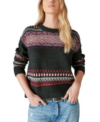 Lucky Brand Women s Fair Isle Crewneck Sweater Macy s