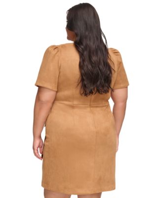 DKNY Plus Size Faux-Suede Sheath Dress