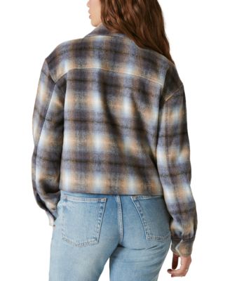 Lucky Brand Women's Cropped Plaid Shirt Jacket