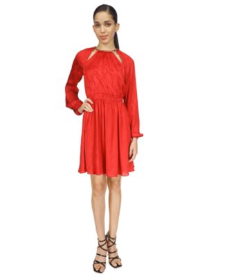 Michael Kors - Animal-Print Plisse Long-Sleeve Dress, Regular & Petite