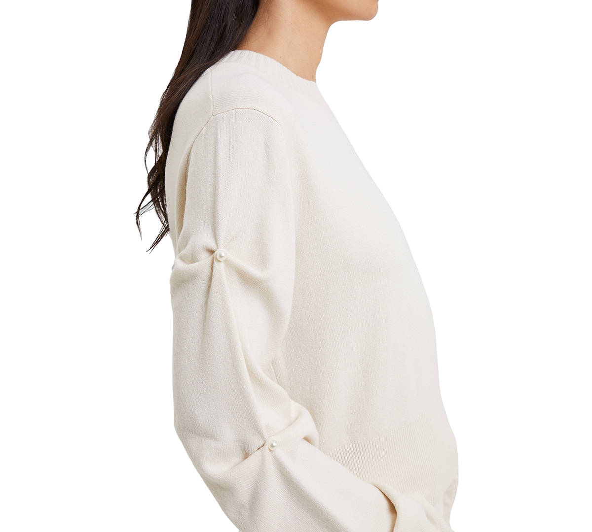 Shop French Connection Women's Imitation Pearl-sleeve Sweater In Classic Cream
