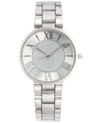 I.N.C. International Concepts - Women's Glitter Silver-Tone Bracelet Watch 36mm