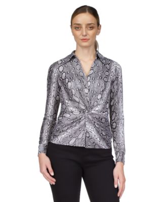 Michael Kors - Women's Printed Twist-Front  Shirt