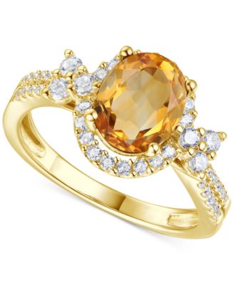 Amethyst (1-1/2 ct. t.w.) & Lab-Grown White Sapphire (1/2 ct. t.w.) Halo Statement Ring in 14k Gold-Plated Sterling Silver